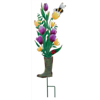 Regal Art & Gift Multicolored Metal 31 in. H Flower Boot Outdoor Garden Stake (Pack of 12)