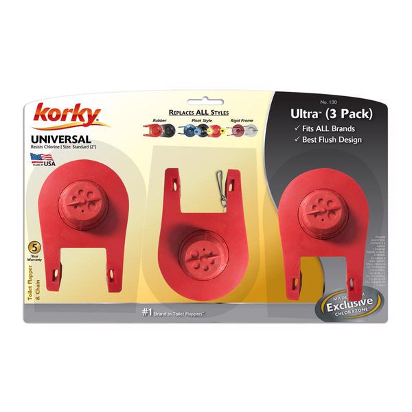 Korky válvula de descarga y cadena de goma roja para uso universal - Caja abierta