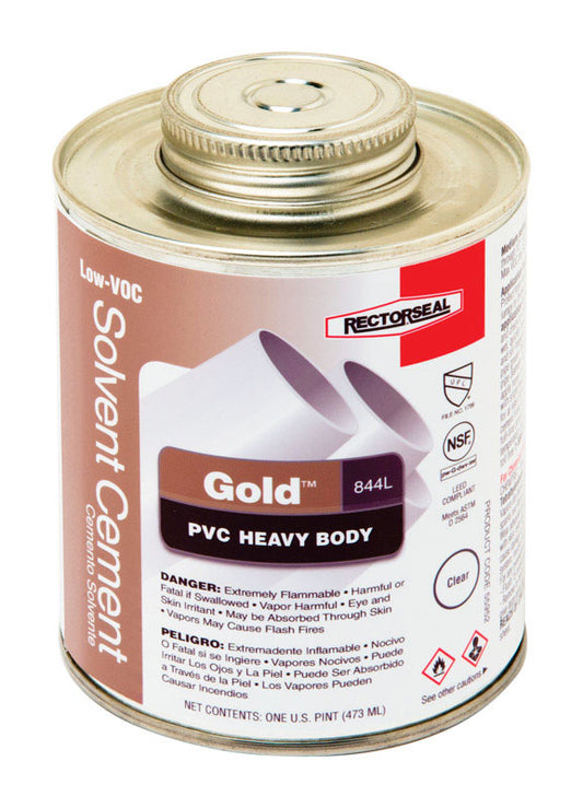 Rectorseal Gold Clear Solvent Cement For PVC 16 oz