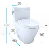 TOTO Aimes WASHLET+ One-Piece Elongated 1.28 GPF Universal Height Skirted Toilet with CEFIONTECT, Cotton White - MS626124CEFG#01