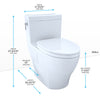 TOTO Aimes WASHLET+ One-Piece Elongated 1.28 GPF Universal Height Skirted Toilet with CEFIONTECT, Cotton White - MS626124CEFG#01