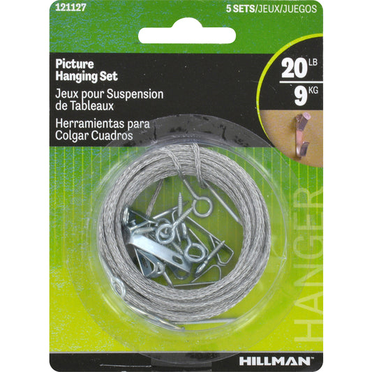 Hillman AnchorWire Steel-Plated Conventional Picture Hanging Set 20 lb. 5 pk (Pack of 10)