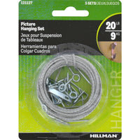 Hillman AnchorWire Steel-Plated Conventional Picture Hanging Set 20 lb. 5 pk (Pack of 10)