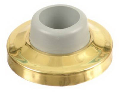 National Hardware Solid Brass w/Rubber Bumper Bright Gold Wall Door Stop Mounts to wall 2.34 in.