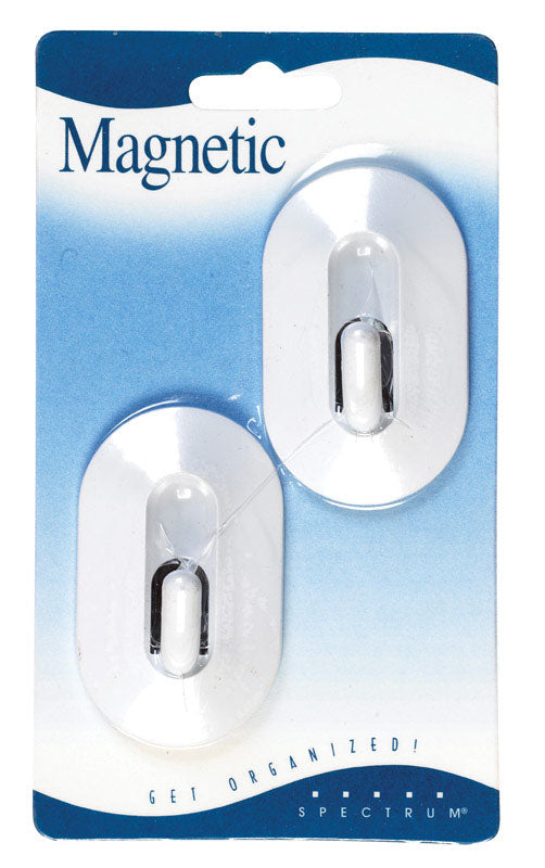 Spectrum 2-1/2 in. L White Plastic Magnetic Classic Hooks 2 pk