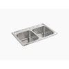 Sterling Middleton Stainless Steel Top Mount 22 in. W X 33 in. L Double Bowl Kitchen Sink Silver