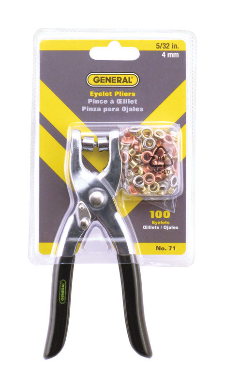 General 101 pc Steel Eyelet Pliers and Eyelets Set 5-3/4 in. L