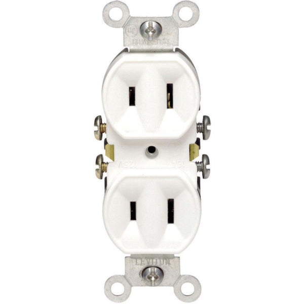 Leviton 15 amperios 125 V Duplex Blanco Tomacorriente 1-15R 1 pk