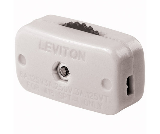 Leviton 3 amps Single Pole Rotary Miniature Cord Switch White 1 pk