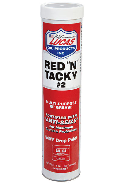 Grasa de litio roja Lucas Oil Red N Tacky, cartucho de 14 oz. (paquete de 10) - Oferta de la semana