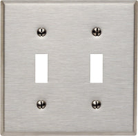 Leviton Silver 2 gang Stainless Steel Toggle Wall Plate 1 pk