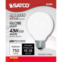 Satco 43 W G25 Globe Halogen Bulb 750 lm Warm White (Pack of 6)