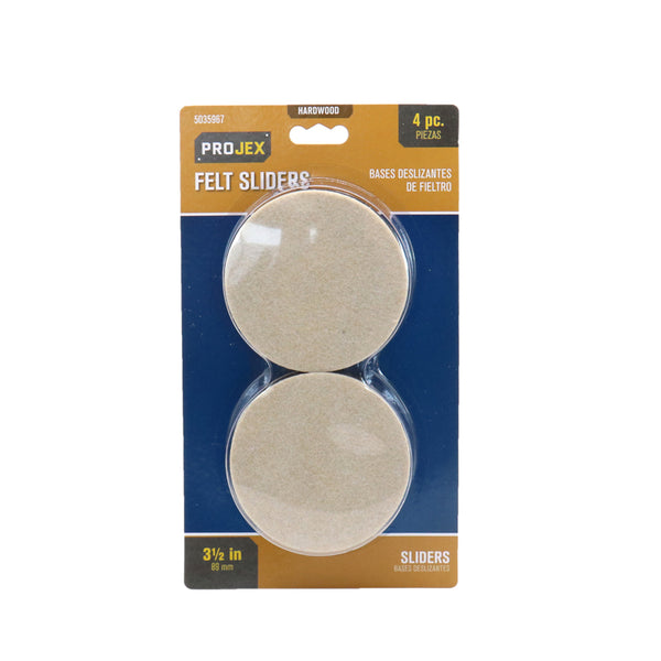 Deslizadores de fieltro adhesivos para sillas Projex Tan de 3-1/2 in, paquete de 4