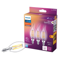 Philips Ultra Definition BA11 E12 (Candelabra) LED Light Bulb Soft White 40 Watt Equivalence 3 pk - Deal of The Week