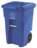 Toter 48 gal Blue Polyethylene Wheeled Recycling Bin Lid Included