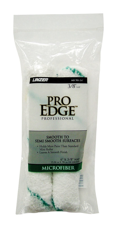Linzer Pro Edge Microfiber 6 in. W X 3/8 in. Mini Paint Roller Cover 2 pk