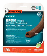 Frost King Brown EPDM Rubber Foam Weather Seal For Doors and Windows 17 ft. L X 0.25 in.