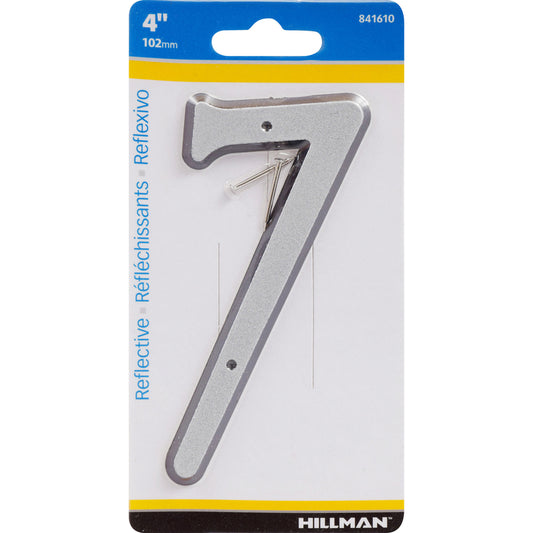 Hillman 4 in. Reflective Silver Plastic Nail-On Number 7 1 pc (Pack of 3)
