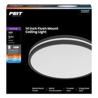 Feit 6.3 in. H X 14 in. W X 14 in. L Matte Black Black Ceiling Fixture