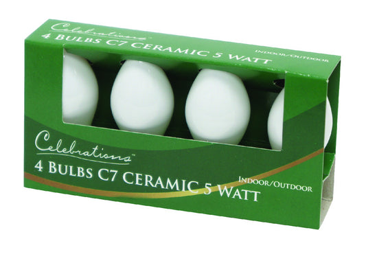 Celebrations Incandescent C7 White 4 ct Replacement Christmas Light Bulbs 0.08 ft.
