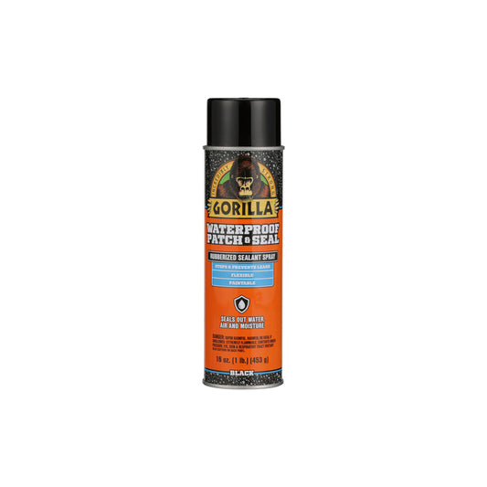 Gorilla Black Rubber Waterproof Patch & Seal Spray 16 oz (Pack of 6)