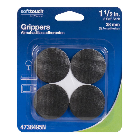 Softtouch Plastic Self Adhesive Gripper Pad Black Round 1 1/2 in. W 4 pk