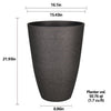 L&G Solutions 21.9 in. H X 16 in. D Polyresin Speckle Tall Planter Charcoal