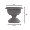 Bloem 14.8 in. H X 17.8 in. D Plastic Grecian Urn Flower Pot Charcoal (Pack of 6).