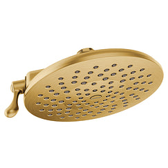 Brushed gold two-function 8" diameter spray head rainshower