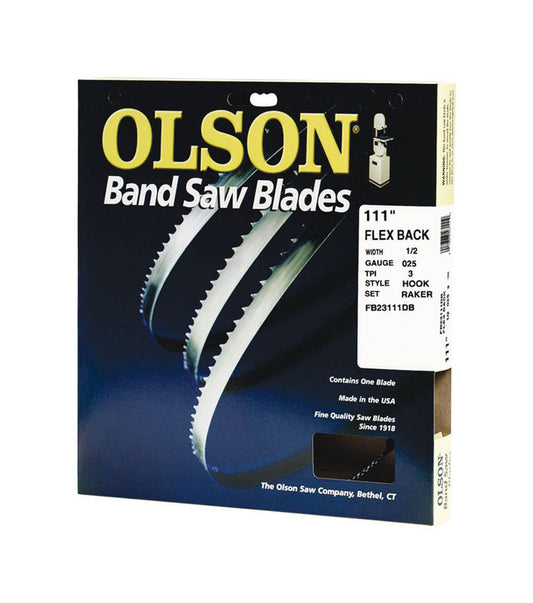 Olson 111 in. L X 1/2 in. W Carbon Steel Band Saw Blade 3 TPI Hook teeth 1 pk