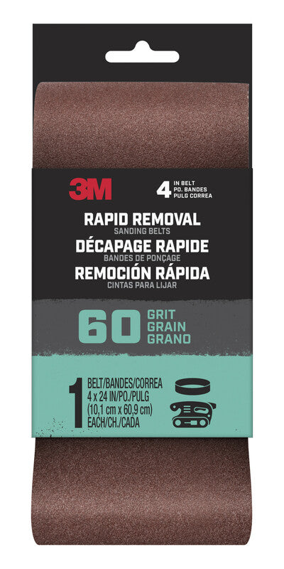3M Rapid Removal 24 in. L x 4 in. W Aluminum Oxide Sanding Belt 60 Grit 1 pc.