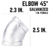 STZ Industries 1 in. FIP each X 1 in. D FIP Galvanized Malleable Iron 45 Degree Elbow
