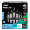 Feit Enhance CA10 (Flame Tip) E12 (Candelabra) Filament LED Bulb Daylight 60 Watt Equivalence 6 pk - Open Box