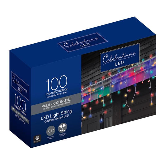 Celebrations LED Mini Multicolored 100 ct Icicle Christmas Lights 5.67 ft. (Pack of 12)