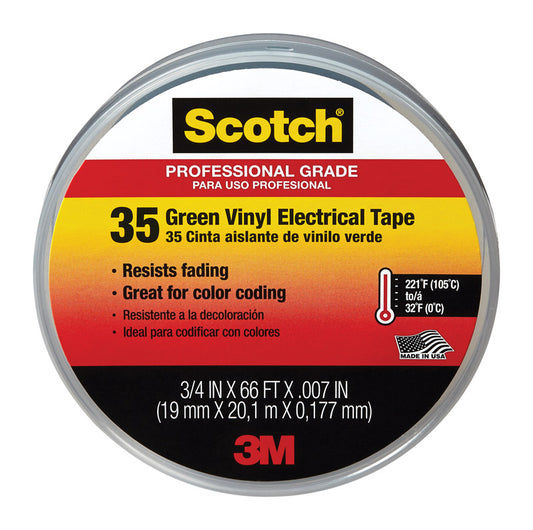 Scotch 3/4 in. W x 66 ft. L Green Vinyl Electrical Tape