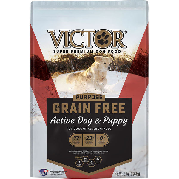 Alimento sin granos para perros y cachorros activos Purpose