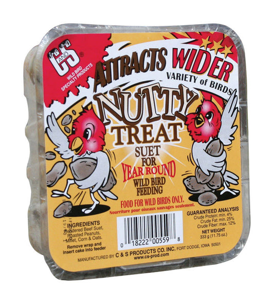 C&S Products Nutty Treat Assorted Species Wild Bird Food Beef Suet 11.75 oz. (Pack of 12)