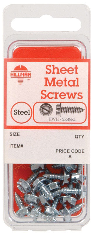 Hillman No. 14 x 3/4 in. L Slotted Hex Head Zinc-Plated Steel Sheet Metal Screws 5 pk (Pack of 10)