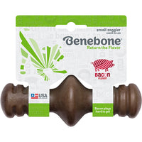 Benebone Zaggler Bacon Small | Durable Nylon Dog Chew Toy Made with Real Bacon Flavor for Active Chewers