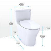 TOTO Aquia IV One-Piece Elongated Dual Flush 1.28 and 0.9 GPF Universal Height, WASHLET+ Ready Toilet with CEFIONTECT, Cotton White- MS646234CEMFGN#01