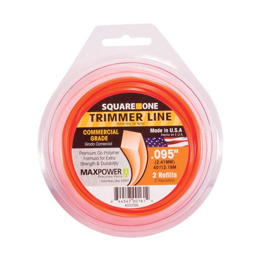 MaxPower Square One Commercial Grade 0.095 in. Dia. x 40 ft. L Trimmer Line (Pack of 10)