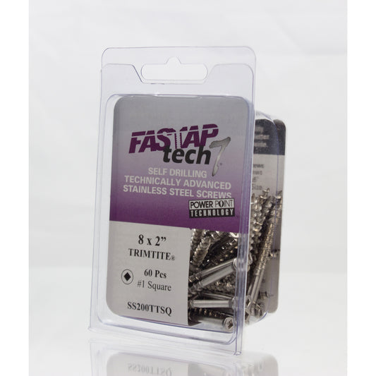 Fastap Trimtite Stainless Steel Coarse Thread No. 8 Self Drilling Square Wood Screws 2 L in.