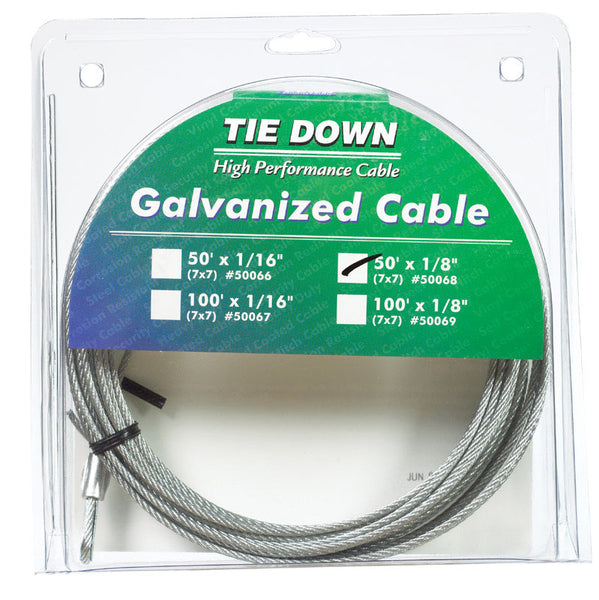 Cable de acero galvanizado para aeronaves Tie Down Engineering de 1/8 in de diámetro x 50 ft de largo - Oferta de la semana