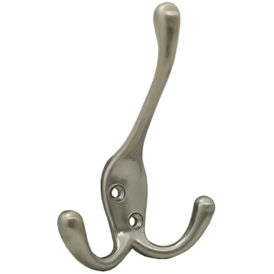Gancho triple para bata, 3-15/16" de alto, múltiples proyecciones, níquel satinado de Stone Harbor Hardware