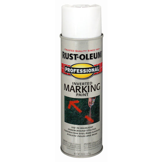 Rust-Oleum Professional White Inverted Marking Paint 15 oz (Pack of 6).