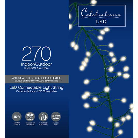 Celebrations Clear/Warm White Micro Dot & Fairy 15 L ft. LED String Christmas Light 15W