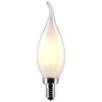 Satco CA10 (Flame Tip) E12 (Candelabra) Filament LED Bulb Warm White 60 Watt Equivalence 2 pk