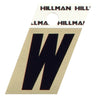 Hillman 1.5 in. Reflective Black Metal Self-Adhesive Letter W 1 pc (Pack of 6)
