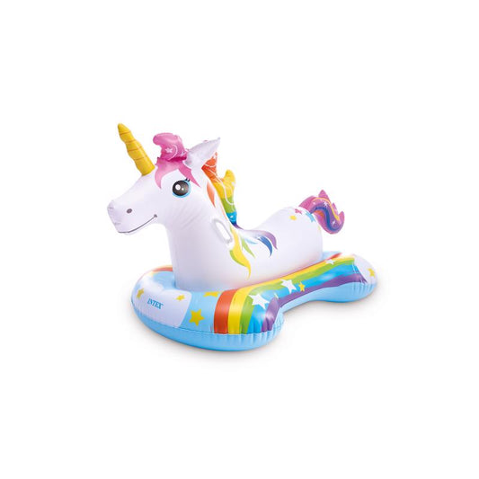 Intex Multicolor Vinyl Inflatable Unicorn Ride-on Kiddie Float 64 x 34 in. for Age 3+ Year