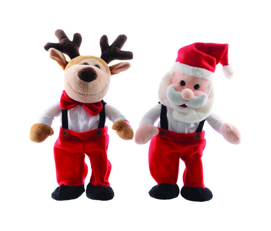 Decoris Red/White Dancing Reindeer or Santa Christmas Decor (Pack of 12).